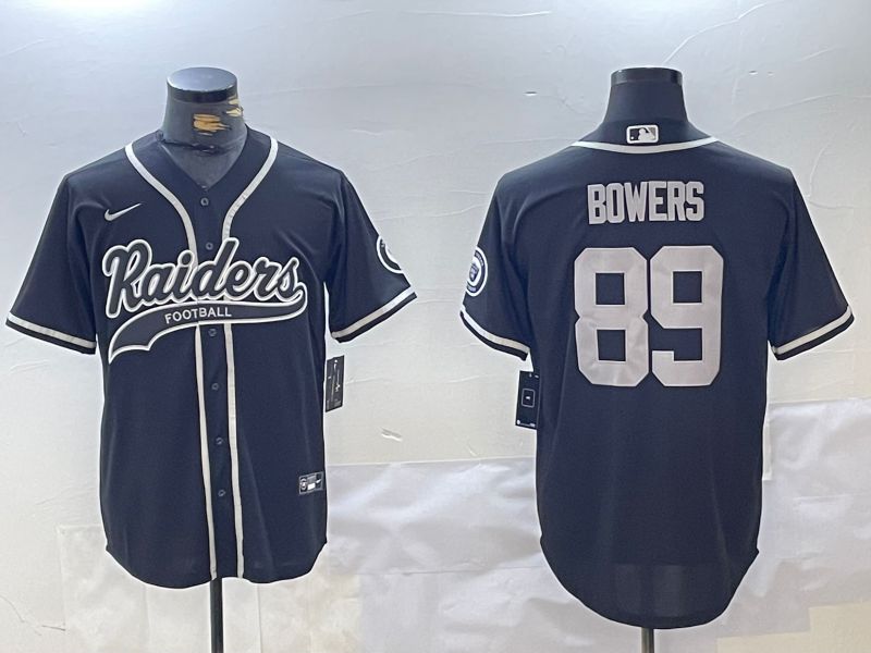 Men Oakland Raiders 89 Bowers Blue Joint Name 2024 Nike Limited NFL Jersey style 1